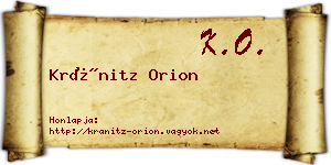 Kránitz Orion névjegykártya